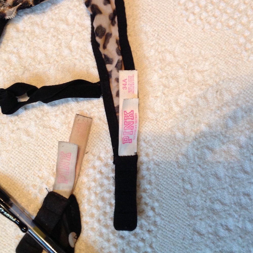 ⭐️⭐️VS PINK 34A push-up bra x2 cheetah polka dot - Picture 2 of 5